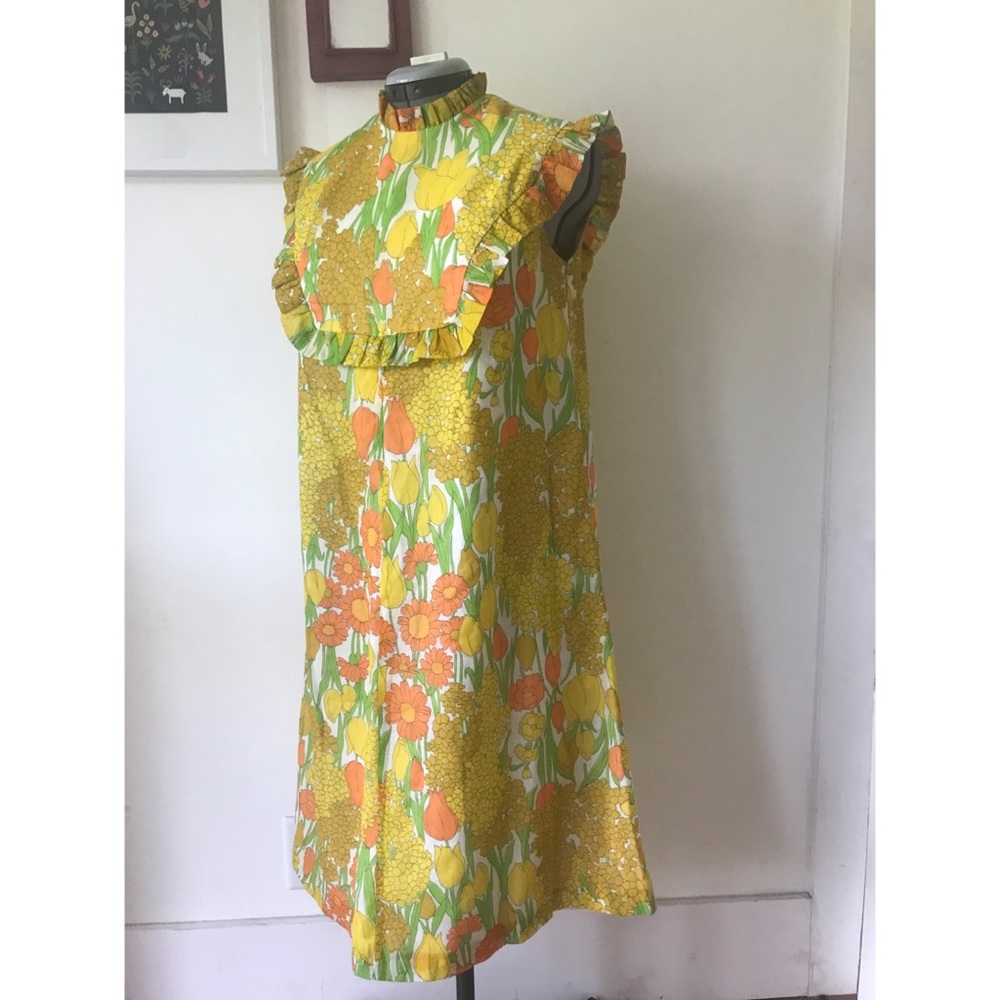Yellow and orange floral vintage dress